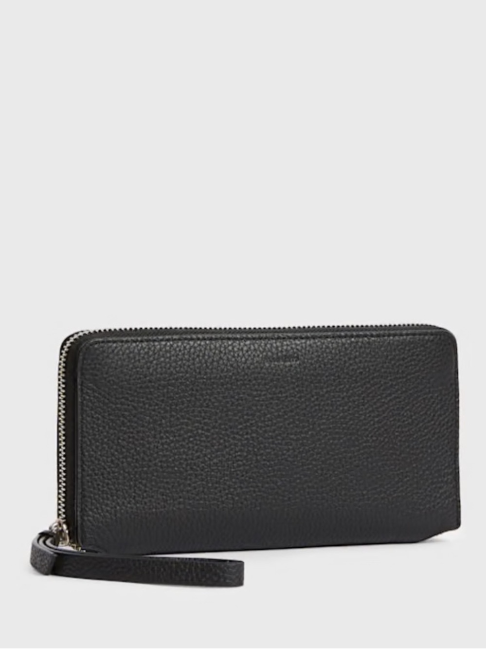 Allsaints Fetch Black Leather Zip Wristlet Wallet